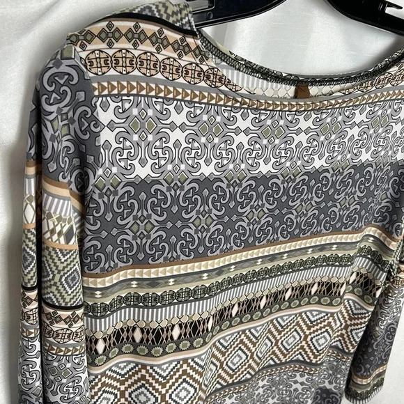 Jean Pierre klifa Paris Dress size MED,grey aztec MADE  USA 3/4 sleeve, Aztec - Picture 6 of 12